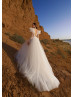 Long Sleeves Ivory Lace Tulle Romantic Wedding Dress